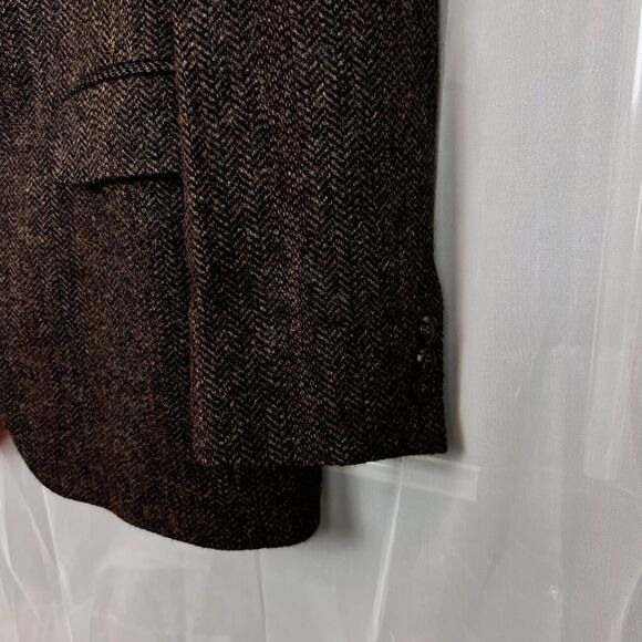 Haggar Imperial 100% wool Tweed Size 40s Blazer Menswear Two Button herringbone - Picture 7 of 13